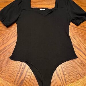 Black Square Neck Bodysuit
